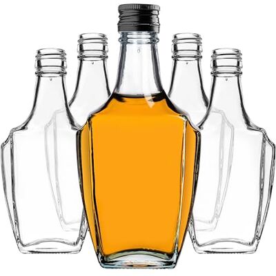 KADAX Garrafas de vidro de 250 ml com tampa de rosca, 50 unidades, garrafas vazias para encher, garrafas de licor de vidro, pequenas garrafas de licor, garrafas de suco (preto) KADAX Garrafas de vidro de 250 ml com tampa de rosca, 50 unidades, garrafas vazias para encher, garrafas de licor de vidro, pequenas garrafas de licor, garrafas de suco (preto)