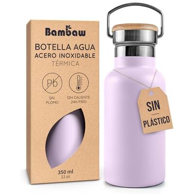 Bambaw Garrafa térmica 350 ml, Garrafa de água violeta, Garrafa de água em aço inoxidável para crianças, Garrafa para academia, Garrafa de água para crianças sem BPA – Lilás lavanda Bambaw Garrafa térmica 350 ml, Garrafa de água violeta, Garrafa de água em aço inoxidável para crianças, Garrafa para academia, Garrafa de água para crianças sem BPA – Lilás lavanda