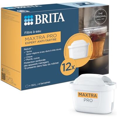 Brita Cartucho de filtro de água MAXTRA PRO Expert anti-solavanco Pack de 12 – Filtro de água jarro filtrante – Redução1 reforçado de incrustação/calcário: revele os sabores das suas bebidas quentes Brita Cartucho de filtro de água MAXTRA PRO Expert anti-solavanco Pack de 12 – Filtro de água jarro filtrante – Redução1 reforçado de incrustação/calcário: revele os sabores das suas bebidas quentes