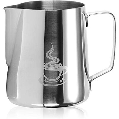com-four ® Jarro de leite jarro de leite em aço inoxidável para espumar, jarro de espuma de leite 600 ml, jarro de leite com e escala de medição com-four ® Jarro de leite jarro de leite em aço inoxidável para espumar, jarro de espuma de leite 600 ml, jarro de leite com e escala de medição