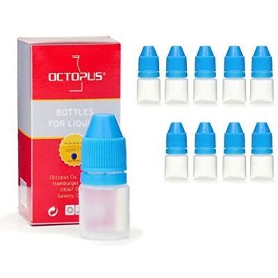 Octopus 10 frascos conta-gotas de 3 ml de LDPE G13, garrafas de plástico com tampa anti-gotejamento, cor azul Octopus 10 frascos conta-gotas de 3 ml de LDPE G13, garrafas de plástico com tampa anti-gotejamento, cor azul