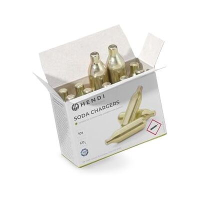 HENDI Carregadores de refrigerante, 10 peças, para água com gás, para sifão de água com gás, carregadores de CO2, 7,8 g de CO2 por carregador HENDI Carregadores de refrigerante, 10 peças, para água com gás, para sifão de água com gás, carregadores de CO2, 7,8 g de CO2 por carregador