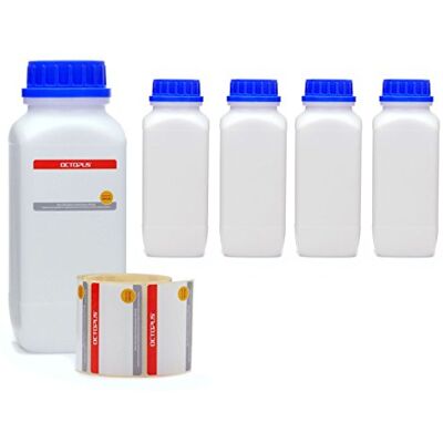 Octopus 5 x 1000 ml frascos de boca larga com tampa de rosca, frascos para produtos químicos, frasco de laboratório Octopus 5 x 1000 ml frascos de boca larga com tampa de rosca, frascos para produtos químicos, frasco de laboratório