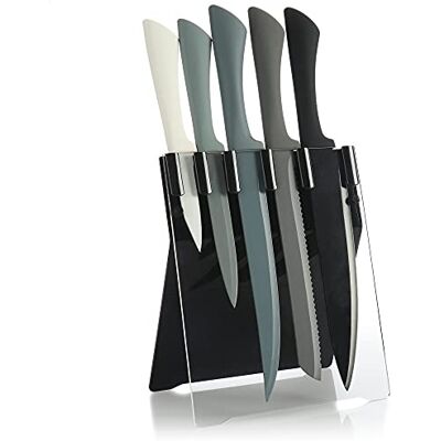 com-four ® 5 x conjunto de facas com suporte, facas de aço inoxidável facas de cozinha com-four ® 5 x conjunto de facas com suporte, facas de aço inoxidável facas de cozinha