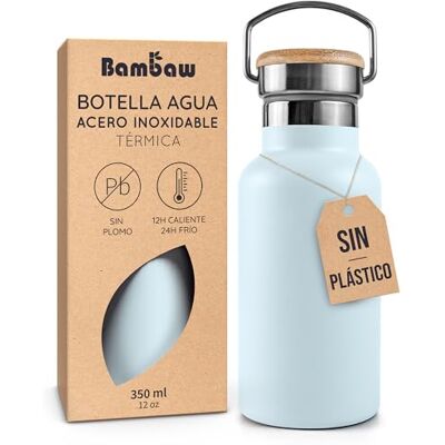 Bambaw Garrafa térmica 350 ml, Garrafa de água azul claro, Garrafa de aço inoxidável para crianças, Garrafa reutilizável para crianças, Garrafa de água para crianças sem BPA – Azul celeste Bambaw Garrafa térmica 350 ml, Garrafa de água azul claro, Garrafa de aço inoxidável para crianças, Garrafa reutilizável para crianças, Garrafa de água para crianças sem BPA – Azul celeste