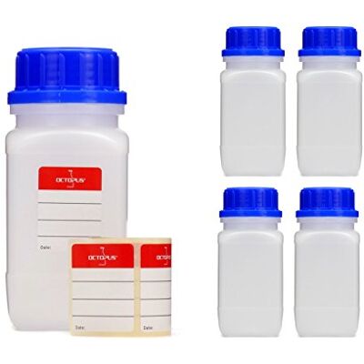 Octopus 10 frascos de 250 ml de largura com tampa de rosca, frascos químicos, frascos de laboratório com tampa como recipiente de armazenamento para laboratório, cozinha ou passatempo Octopus 10 frascos de 250 ml de largura com tampa de rosca, frascos químicos, frascos de laboratório com tampa como recipiente de armazenamento para laboratório, cozinha ou passatempo