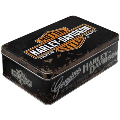 ART Caixa de Metal Retro Plana, Harley-Davidson – Genuíno – Ideia de Presente para Amante de Moto, Lata Metálica com Tampa, Design Vintage, 2,5 l ART Caixa de Metal Retro Plana, Harley-Davidson – Genuíno – Ideia de Presente para Amante de Moto, Lata Metálica com Tampa, Design Vintage, 2,5 l