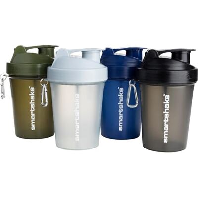 Smartshake Garrafa misturadora de proteínas Lite (embalagem de 4) 400 ml, 13,5 oz, tampa de rosca anti-fugas, sem BPA, misturador unissexo para ginásio, cinzento nevoeiro, verde militar, preto Smartshake Garrafa misturadora de proteínas Lite (embalagem de 4) 400 ml, 13,5 oz, tampa de rosca anti-fugas, sem BPA, misturador unissexo para ginásio, cinzento nevoeiro, verde militar, preto
