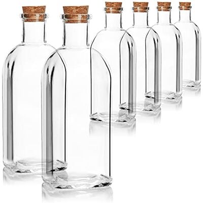 com-four ® 6 frascos de vidro 500 ml com cortiça, garrafa vazia com tampa recipiente de vidro para encher com líquidos como óleo vinagre e licores com-four ® 6 frascos de vidro 500 ml com cortiça, garrafa vazia com tampa recipiente de vidro para encher com líquidos como óleo vinagre e licores