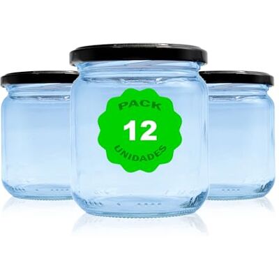 Generic Embalagem de 12 frascos, frascos, recipientes de vidro com tampa/fechadura, ideal para armazenamento de alimentos, conservas, frutas e legumes. Tamanho e cores diferentes. (Preto, 370 ml) Generic Embalagem de 12 frascos, frascos, recipientes de vidro com tampa/fechadura, ideal para armazenamento de alimentos, conservas, frutas e legumes. Tamanho e cores diferentes. (Preto, 370 ml)