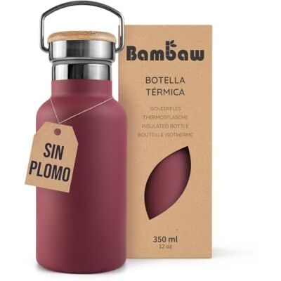 Bambaw Garrafa térmica de 350 ml, garrafa de água vermelha, garrafa de água de aço inoxidável para crianças, garrafa reutilizável de água, garrafa de água para crianças sem BPA, vermelho cereja Bambaw Garrafa térmica de 350 ml, garrafa de água vermelha, garrafa de água de aço inoxidável para crianças, garrafa reutilizável de água, garrafa de água para crianças sem BPA, vermelho cereja