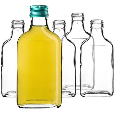 KADAX Garrafa de bolso de 200 ml, 10 unidades, pequenas garrafas de vidro com tampa de rosca, mini garrafas vazias para enchimento, garrafas de licor, garrafas de aguardente (verde) KADAX Garrafa de bolso de 200 ml, 10 unidades, pequenas garrafas de vidro com tampa de rosca, mini garrafas vazias para enchimento, garrafas de licor, garrafas de aguardente (verde)