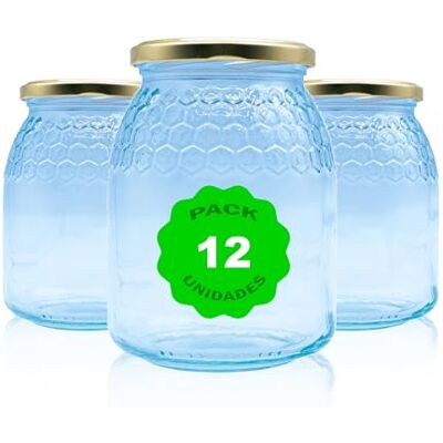 Generic Pack de 12 Frascos para Mel com Tampa Incluída; Armazenamento e Conservação Hermética de Mel (Dourada, 1 kg) Generic Pack de 12 Frascos para Mel com Tampa Incluída; Armazenamento e Conservação Hermética de Mel (Dourada, 1 kg)