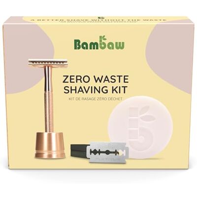 Bambaw Kit de barbear para mulher, máquina de barbear clássica com suporte de barbear, 10 folhas de barbear e sabão de barbear de damasco, conjunto presente mulher Bambaw Kit de barbear para mulher, máquina de barbear clássica com suporte de barbear, 10 folhas de barbear e sabão de barbear de damasco, conjunto presente mulher