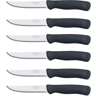 Arcos Série Facas de Mesa de Lombo, Cabo de Polipropileno, Apto para Lava-louças, Preto, Lâmina 110 mm, 6 Peças () Arcos Série Facas de Mesa de Lombo, Cabo de Polipropileno, Apto para Lava-louças, Preto, Lâmina 110 mm, 6 Peças ()