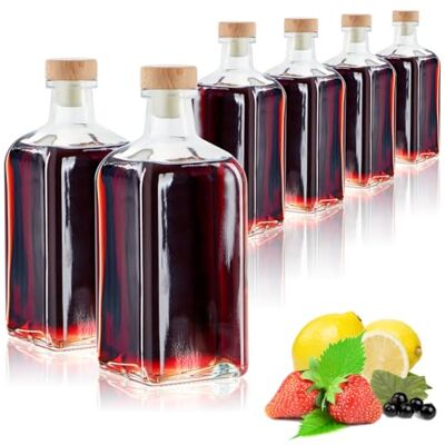 com-four ® 6 garrafas de vidro de 500 ml com cortiça garrafas vazias com tampa de cortiça recipientes de vidro para encher com líquidos como óleo, vinagre e bebidas (quadrado 500 ml) com-four ® 6 garrafas de vidro de 500 ml com cortiça garrafas vazias com tampa de cortiça recipientes de vidro para encher com líquidos como óleo, vinagre e bebidas (quadrado 500 ml)