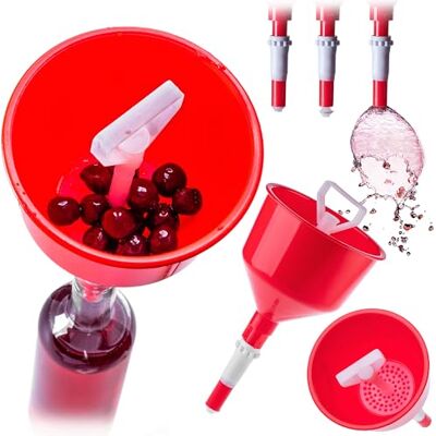 KADAX Funil de enchimento com filtro e válvula de enchimento, funil de enchimento semiautomático de plástico, funil para enchimento preciso de vinho, licores e sumos em garrafas KADAX Funil de enchimento com filtro e válvula de enchimento, funil de enchimento semiautomático de plástico, funil para enchimento preciso de vinho, licores e sumos em garrafas