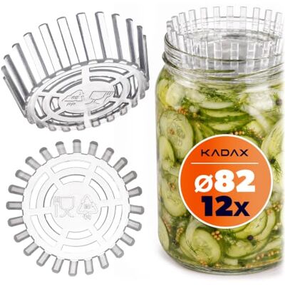 KADAX Conjunto de 12 pesos de fermentação, acessório fi de 82 mm com rede para frascos TO82, inserção de plástico para chucrute, Kimchi e pipinos, sem BPA KADAX Conjunto de 12 pesos de fermentação, acessório fi de 82 mm com rede para frascos TO82, inserção de plástico para chucrute, Kimchi e pipinos, sem BPA