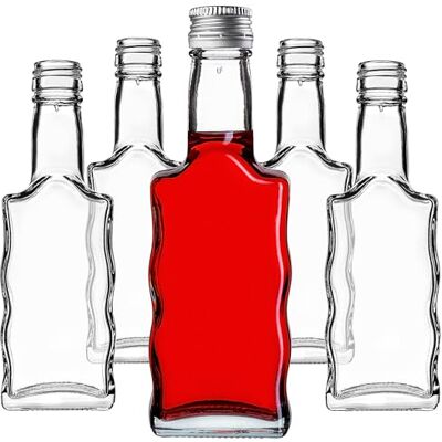 KADAX 5 garrafas de vidro vazias com tampa de rosca de 200 ml, pequenas para licor, vinho e aguardente (prateado) KADAX 5 garrafas de vidro vazias com tampa de rosca de 200 ml, pequenas para licor, vinho e aguardente (prateado)