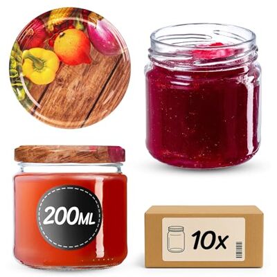 KADAX Conjunto de 10 de 200 ml com tampa de rosca, Ø 66 mm, frascos de sobremesa de paredes grossas, herméticos, adequados para máquina de lavar louça, ideais para compotas e conservas KADAX Conjunto de 10 de 200 ml com tampa de rosca, Ø 66 mm, frascos de sobremesa de paredes grossas, herméticos, adequados para máquina de lavar louça, ideais para compotas e conservas