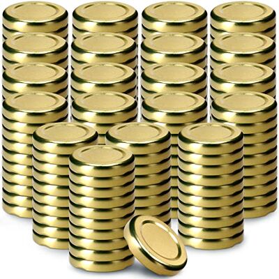 KADAX Tampa de rosca Fi43 mm, conjunto de tampas de metal para frascos de 40 ml, tampa de substituição com 4 dentes de bloqueio, para garrafas (200 unidades, dourado) KADAX Tampa de rosca Fi43 mm, conjunto de tampas de metal para frascos de 40 ml, tampa de substituição com 4 dentes de bloqueio, para garrafas (200 unidades, dourado)