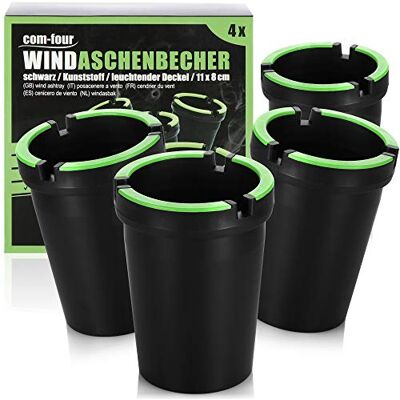 com-four ® 4 x cinzeiros para exteriores copos de malha com tampa luminosa cinzeiros de carro, Ø 8 cm (04 peças preto) com-four ® 4 x cinzeiros para exteriores copos de malha com tampa luminosa cinzeiros de carro, Ø 8 cm (04 peças preto)