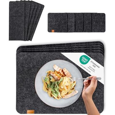 Miqio Toalhas de mesa individuais ® Design Premium com base para copos e sacos porta-talheres (conjunto para 6 pessoas) Miqio Toalhas de mesa individuais ® Design Premium com base para copos e sacos porta-talheres (conjunto para 6 pessoas)
