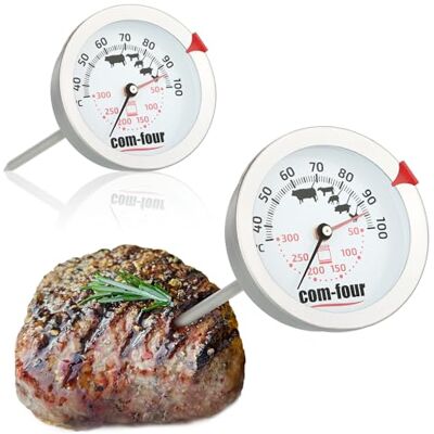 com-four ® 2x Termômetro para churrascos Termômetro para carne de 2 zonas com visor de controle de ponto de cozimento Termômetro analógico para churrasqueira e forno Agulha para carne (2 peças com-four ® 2x Termômetro para churrascos Termômetro para carne de 2 zonas com visor de controle de ponto de cozimento Termômetro analógico para churrasqueira e forno Agulha para carne (2 peças