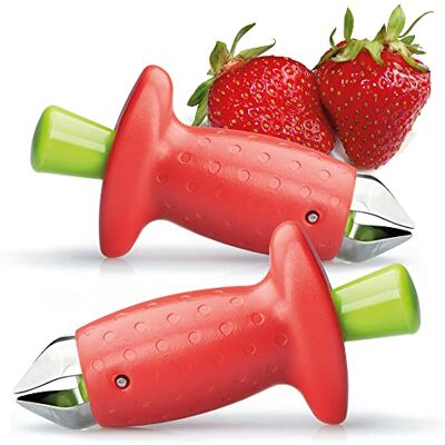 com-four ® 2 x Desbastador de morangos removedor de frutas e legumes macios removedor de caules removedor com-four ® 2 x Desbastador de morangos removedor de frutas e legumes macios removedor de caules removedor