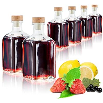 com-four ® 6 frascos de vidro de 250 ml com cortiça garrafas vazias com tampa de cortiça recipientes de vidro para encher com líquidos como óleo, vinagre e licores (quadrado 250 ml) com-four ® 6 frascos de vidro de 250 ml com cortiça garrafas vazias com tampa de cortiça recipientes de vidro para encher com líquidos como óleo, vinagre e licores (quadrado 250 ml)
