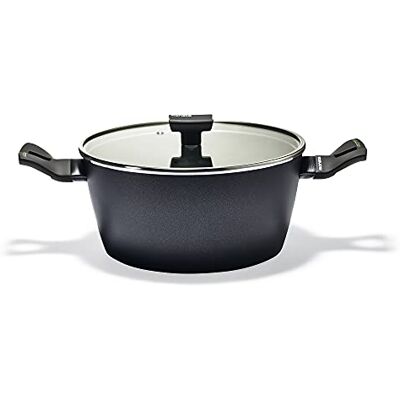 Moneta Nova caçarola, alumínio, preto, 24 cm com tampa de vidro, para todos os tipos de fogões incluídas indução Moneta Nova caçarola, alumínio, preto, 24 cm com tampa de vidro, para todos os tipos de fogões incluídas indução