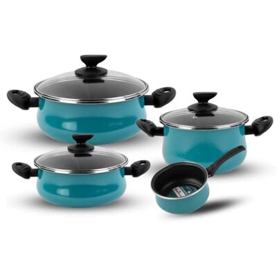 MAGEFESA Bateria de aço esmaltado, adequada para todos os tipos de cozinhas, incluindo indução, água verde, 24 cm MAGEFESA Bateria de aço esmaltado, adequada para todos os tipos de cozinhas, incluindo indução, água verde, 24 cm