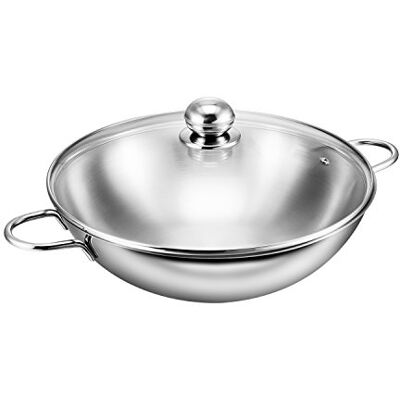 Kopf Wok , Ø 32 cm, indução, 4 litros, prateado, inoxidável, incl Sarten wok com tampa Para todos os tipos de cozinhas, Wok adequado para forno e máquina de lavar loiça Kopf Wok , Ø 32 cm, indução, 4 litros, prateado, inoxidável, incl Sarten wok com tampa Para todos os tipos de cozinhas, Wok adequado para forno e máquina de lavar loiça
