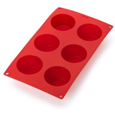 Lékué Molde para pastelaria muffins, silicone platina Vermelho, 6 cavidades Lékué Molde para pastelaria muffins, silicone platina Vermelho, 6 cavidades