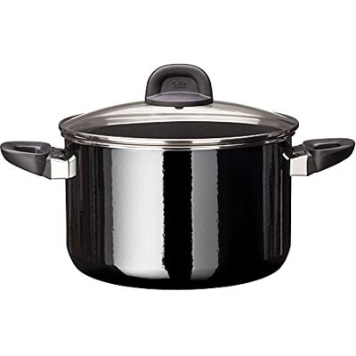 Silit Modesto Line Silargan panela grande para massa (24 cm, com tampa de vidro, 6,4 l, cerâmica funcional silargan), cor preta Silit Modesto Line Silargan panela grande para massa (24 cm, com tampa de vidro, 6,4 l, cerâmica funcional silargan), cor preta