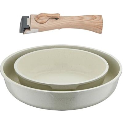Bergner Click&Cook Conjunto de 2 frigideiras Ø 22Ø 26 cm alumínio fundido branco cabo desmontável Bergner Click&Cook Conjunto de 2 frigideiras Ø 22Ø 26 cm alumínio fundido branco cabo desmontável