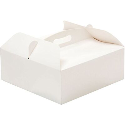 Decora , Caixa para bolo com alça, ideal para conservar e transportar sobremesas, feita de cartolina, embalada individualmente, 26 x 26 x 10 cm Decora , Caixa para bolo com alça, ideal para conservar e transportar sobremesas, feita de cartolina, embalada individualmente, 26 x 26 x 10 cm