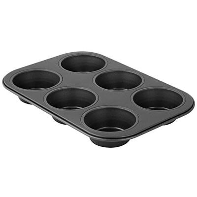 Zenker Bandeja madalenas de 6 cavidades 28 x 19 cm, aço com revestimento antiaderente Ilag, preto, 1 unidade Zenker Bandeja madalenas de 6 cavidades 28 x 19 cm, aço com revestimento antiaderente Ilag, preto, 1 unidade