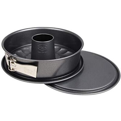 Dr. Oetker Molde desmontável de 2 fundos com base anti-gotejamento, aço reforçado com cerâmica e revestimento antiaderente especial, 24 x 24 x 8 cm, 1 unidade, cinzento, 24 cm Dr. Oetker Molde desmontável de 2 fundos com base anti-gotejamento, aço reforçado com cerâmica e revestimento antiaderente especial, 24 x 24 x 8 cm, 1 unidade, cinzento, 24 cm