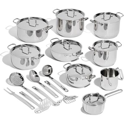 Lagostina Sfiziosa Conjunto de Panelas com 24 Peças, Aço Inoxidável, Prateado Lagostina Sfiziosa Conjunto de Panelas com 24 Peças, Aço Inoxidável, Prateado