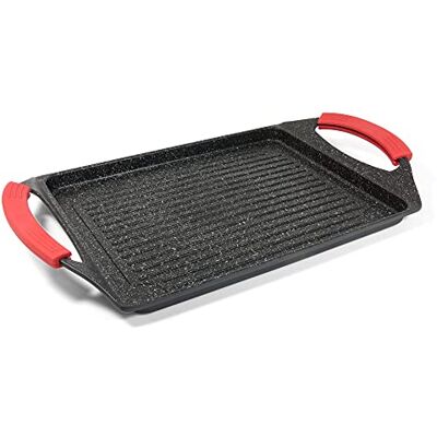 Moneta Pro Grill, frigideira de indução com asas de silicone, revestimento antiaderente e anti-riscos, ferro adequado para todos os tipos de cozinhas, adequado para máquina de lavar louça, 35 x 22 cm Moneta Pro Grill, frigideira de indução com asas de silicone, revestimento antiaderente e anti-riscos, ferro adequado para todos os tipos de cozinhas, adequado para máquina de lavar louça, 35 x 22 cm