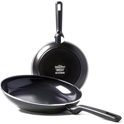 GreenPan Memphis Conjunto de frigideiras antiaderentes de alumínio com revestimento de cerâmica, adequado para todos os tipos de cozinhas, indução, forno e máquina de lavar louça, 24/28 cm, preto GreenPan Memphis Conjunto de frigideiras antiaderentes de alumínio com revestimento de cerâmica, adequado para todos os tipos de cozinhas, indução, forno e máquina de lavar louça, 24/28 cm, preto