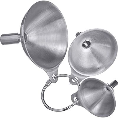 Westmark Conjunto de funis, 3 peças, Ø 4,5 cm, 5,5 cm e 7,5 cm, aço inoxidável, Mini, prateado, Westmark Conjunto de funis, 3 peças, Ø 4,5 cm, 5,5 cm e 7,5 cm, aço inoxidável, Mini, prateado,