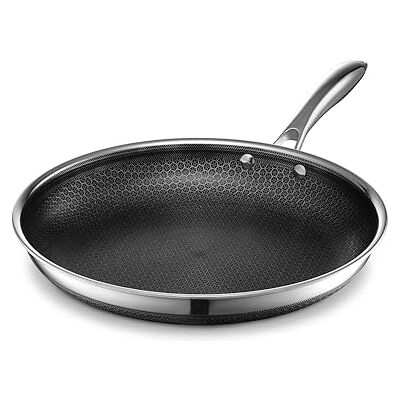 HexClad Frigideira híbrida anti-aderente de 30 cm, pega que mantém frio Asas que permanecem frias, adequadas para máquina de lavar louça e forno até 482,2 °C, compatíveis com todas as cozinhas HexClad Frigideira híbrida anti-aderente de 30 cm, pega que mantém frio Asas que permanecem frias, adequadas para máquina de lavar louça e forno até 482,2 °C, compatíveis com todas as cozinhas