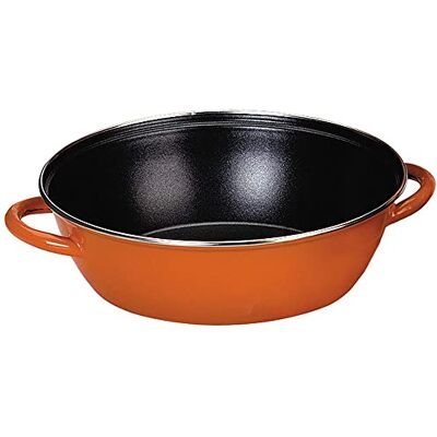 IBILI Frigideira com 2 asas new laranja, 40 cm, aço esmaltado vitrificado, anti-aderente, adequada para indução IBILI Frigideira com 2 asas new laranja, 40 cm, aço esmaltado vitrificado, anti-aderente, adequada para indução