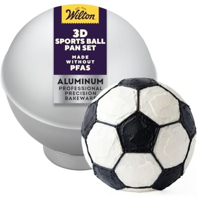 Wilton Molde 3D para bolo de bola, basquetebol, beisebol, futebol Molde de bola de alumínio, molde 3D para bolos de futebol, basquetebol e bolos desportivos, distribuição uniforme do calor Wilton Molde 3D para bolo de bola, basquetebol, beisebol, futebol Molde de bola de alumínio, molde 3D para bolos de futebol, basquetebol e bolos desportivos, distribuição uniforme do calor