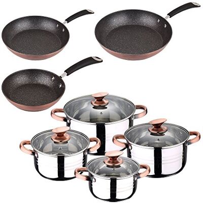 San Ignacio MOMA Bateria 8 peças conjunto 3 sertens SIP cozinha, cromado San Ignacio MOMA Bateria 8 peças conjunto 3 sertens SIP cozinha, cromado