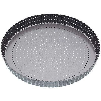 Master Class MasterClass Crusty Bake Molde para Quiche de 30 cm com antiaderente PTFE, PFOA e BPA, aço de carbono robusto de 1 mm, fundo solto, canelado, perfurado, cinzento Master Class MasterClass Crusty Bake Molde para Quiche de 30 cm com antiaderente PTFE, PFOA e BPA, aço de carbono robusto de 1 mm, fundo solto, canelado, perfurado, cinzento