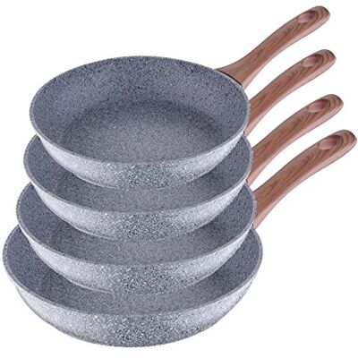 San Ignacio San Ingnacio, Conjunto de 4 frigideiras de granito (20, 24, 26, 28 cm), alumínio forjado antiaderente, adequadas para todo o tipo de fogões incluindo indução San Ignacio San Ingnacio, Conjunto de 4 frigideiras de granito (20, 24, 26, 28 cm), alumínio forjado antiaderente, adequadas para todo o tipo de fogões incluindo indução