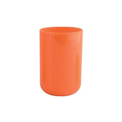 MSV Copo impermeável design elegante para casa de banho Ø 7,3 x 11,5 cm laranja ideal para produtos de higiene pessoal plástico duradouro acabamento liso MSV Copo impermeável design elegante para casa de banho Ø 7,3 x 11,5 cm laranja ideal para produtos de higiene pessoal plástico duradouro acabamento liso